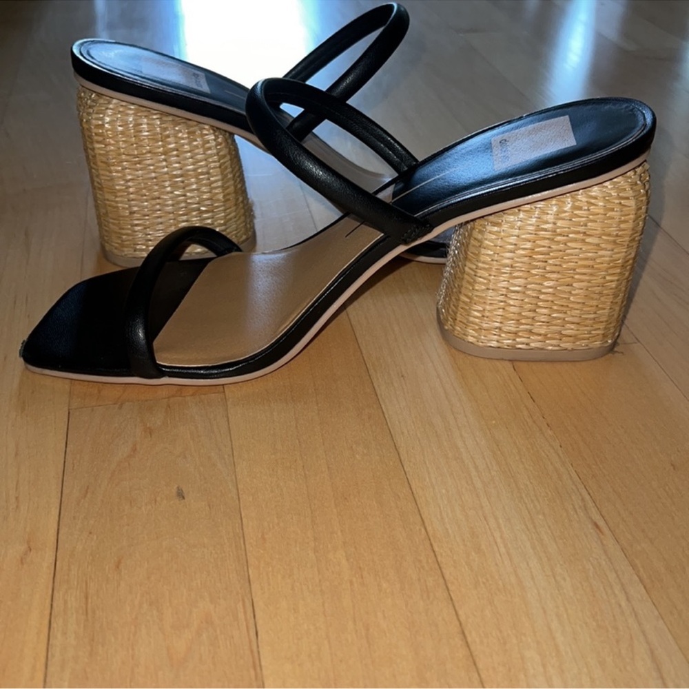 Black and Tan Women's Heeled Sandals